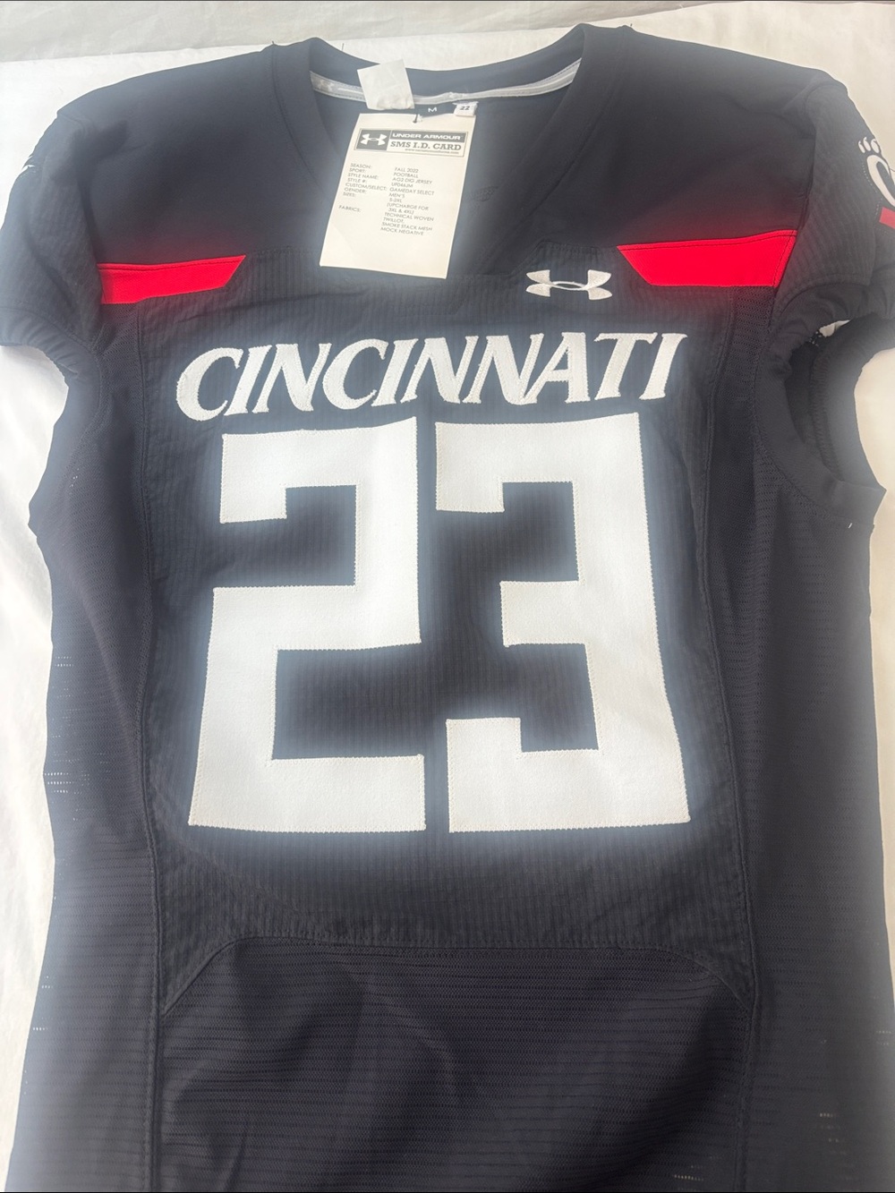 Under Armour Black Cincinnati #23 Football Jersey with Red Accents